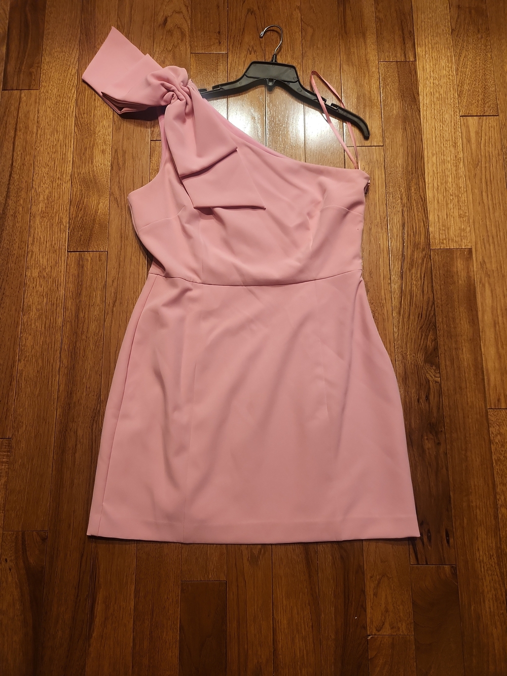 Gianni Bini Pink One Shoulder Bow Mini Dress Size 12 - Picture 4 of 5